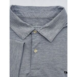 Vineyard Vines Performance Polo‎ Shirt Mens XL Gray Striped Golf Casual